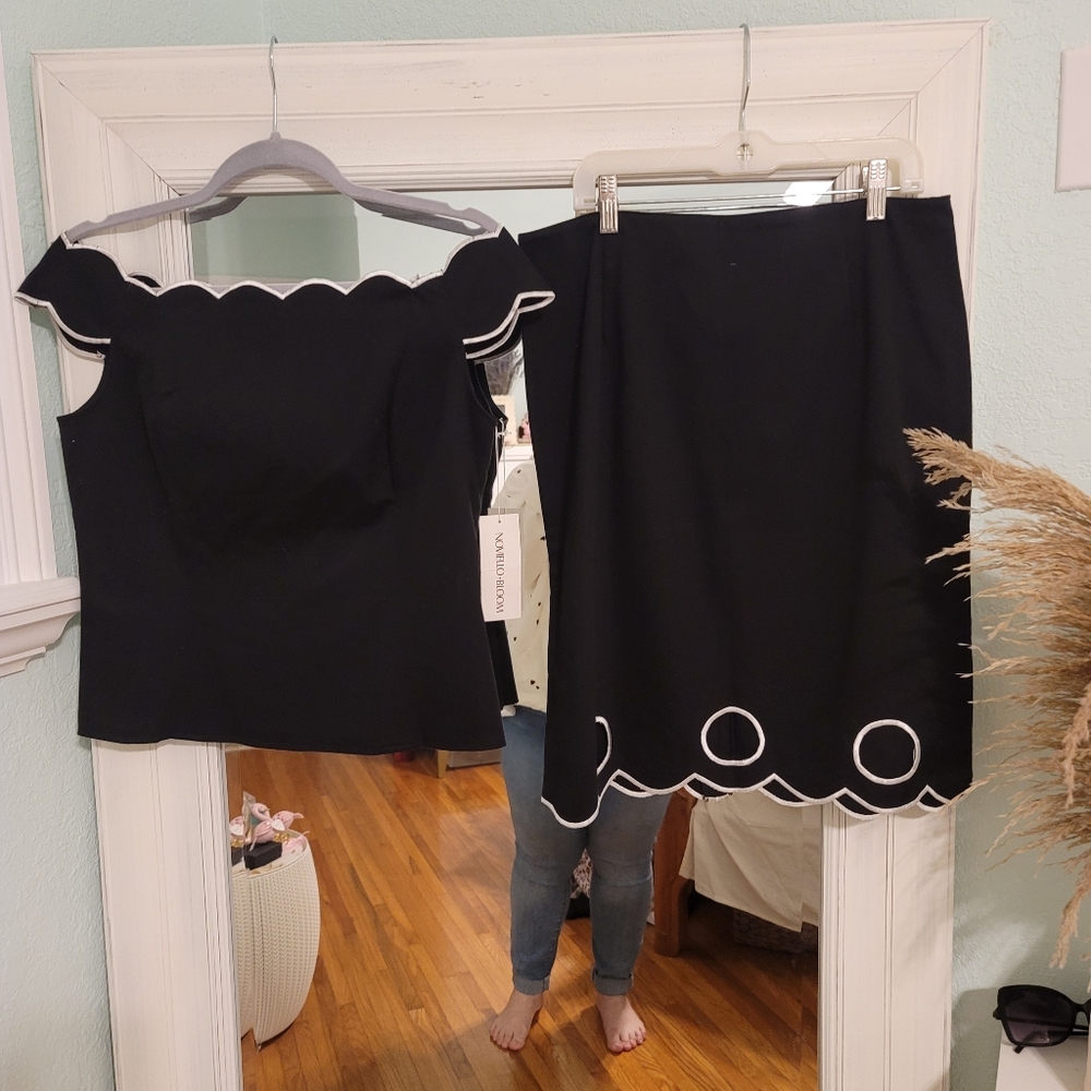 NWT Two Piece Skirt Set Black and White Size 10